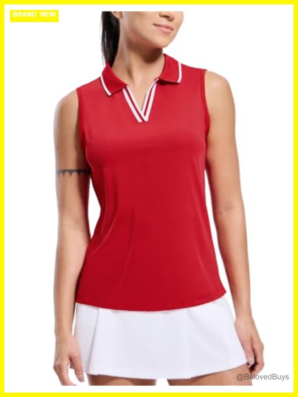MIER Womens Sleeveless Golf Polo Shirt V-Neck Collared Tank Top
